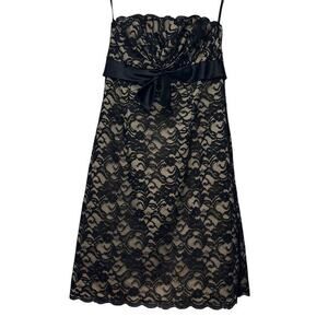 White House Black Market Strapless Lace Pencil Bow Party Dance Dress‎ Womens 4